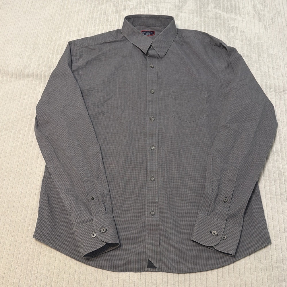 Untuckit Men's Sz Large Button Down LS Shirt Gray Reg Fit Wrinkle Free